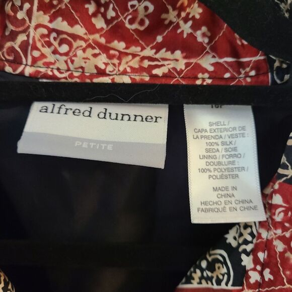 Alfred Dunner Silk Patchwork Button Front Blouse Jacket - Picture 5 of 9